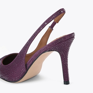 <span class=keywords><strong>Escarpins</strong></span> à bride arrière en satin et strass pour <span class=keywords><strong>femme</strong></span>, couleur violette, talon aiguille, bout pointu, tendance mode, été automne, soirée, OEM ODM - Product Image 3