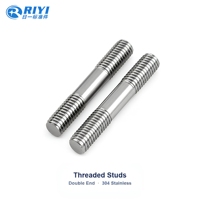 Tige filetée double extrémité en acier inoxydable 304, filetage métrique M3 à M16, longueur personnalisée, usine RIYI