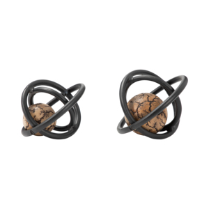 Sfera Geometrica in Metallo, Scultura Contemporanea in Legno, Decorazione d'Arredo per Bagno, Ufficio, Scaffale, Soggiorno - Product Image 3