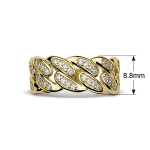 Anillo <span class=keywords><strong>de</strong></span> Oro <span class=keywords><strong>de</strong></span> 14K con Baño <span class=keywords><strong>de</strong></span> Oro Estilo Cubano y Circonitas Premium para Hombre y Mujer, <span class=keywords><strong>Diseño</strong></span> Clásico, Joyería <span class=keywords><strong>de</strong></span> <span class=keywords><strong>Alta</strong></span> Calidad - Product Image 2