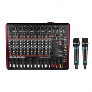 เครื่องขยายเสียง AOSHEN ระดับมืออาชีพ 2x350W 8 12 ช่องสัญญาณ 16 DSP มิกเซอร์ USB ไมโครโฟนไร้สายคู่ วัสดุโลหะ - Product Image 1