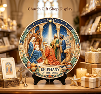 Plaque en résine personnalisée Épiphanie Trois Rois Catholique, impression UV 3D en relief, Étoile des Mages, Bethléem, objet religieux d'église, décoration artistique