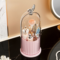 Organisateur de pinceaux de maquillage rotatif à 360°, étanche, anti-poussière, en plastique transparent, boîte de rangement cosmétique pour coiffeuse, vente en gros