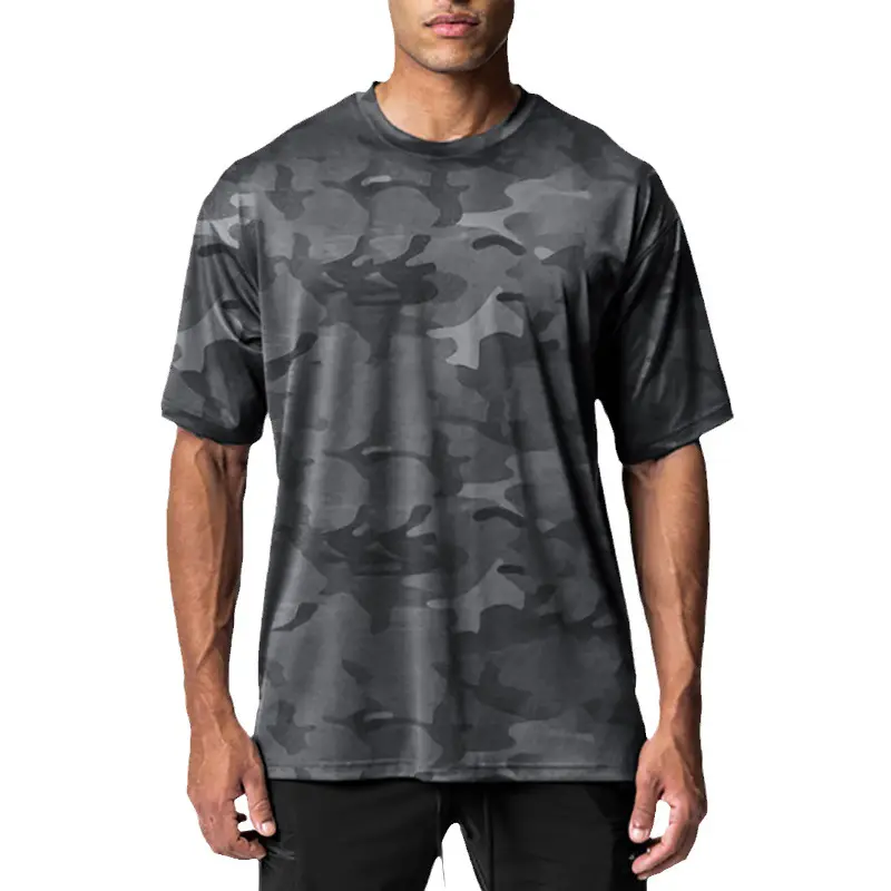 100% Polyester Sublimation Camouflage impression t-shirts séchage rapide col rond casual Fit Gym t-shirt pour hommes