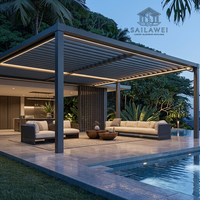 Pergola en aluminium 6x3m à toit à lames motorisées, ouverture électrique, imperméable, pour terrasse de villa moderne, prix abordable, directement de l'usine
