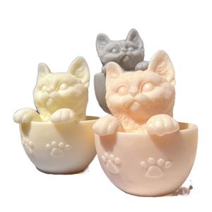 Wholesale Cute Cat Candle <b>Silicone</b> Mold PVC Animal Soy Wax Mould for Cats Lovers Home Decor Gift Cake <b>Tool</b> in Bag Box Packaging - Product Image 1