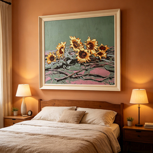 Golden Sunflowers Harvest Bloom Artwork Commercial Silk Screen Wall Decorations Home House Decoration Interior Oil Painting - Product Image 2