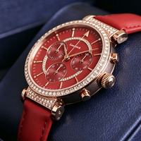 Jam Tangan Wanita Desain Mewah Kulit Asli 2026 40mm Casing Moissanite Jarum Penunjuk Bercahaya Relojes Wanita