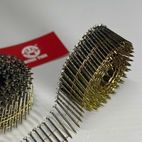 Clous en acier galvanisé jaune 2,2x45mm, à tige vissée, en bobine, pour le bois, la menuiserie et le mobilier