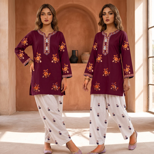 Ensemble de costume pour femme ZETRO FARSHI VOL II EMB 2 pièces 100% coton crêpe respirant - Product Image 2