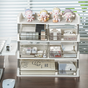 Office Organizer Multi Tiered <b>Shelf</b> With Clear Drawers For <b>Desk</b> Storage And Display - Product Image 1