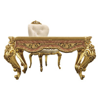 Bureau de direction de la famille royale française, bois massif sculpté, incrusté d'objets fins, écologique, durable, vintage, sain