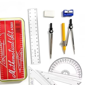 Juego de 9 piezas de compás para enseñanza de matemáticas A5001 con transportador, regla triangular, divisores y borrador, ¡gran éxito de ventas en el mercado africano! - Product Image 6