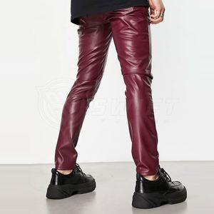 Pantalon en cuir décontracté avec logo personnalisé pour hommes, design unique, prix de gros, modèle droit fabriqué au Pakistan - Product Image 4