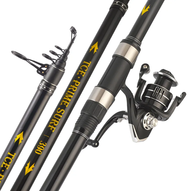 3.6m,3.9m,4.2m,4.5m wholesale fishing rods and reels saltwater telescopic rods surf fishing rod and reel combo set