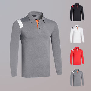 Polo de Golf de Alta Calidad para Hombre, Corte Ajustado, Tejido Elástico con Mezcla de Spandex, Polo Deportivo Transpirable de Manga Larga - Product Image 1