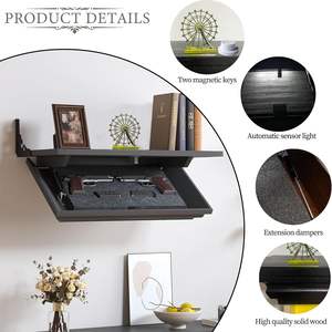 Mensola Galleggiante in Legno Personalizzabile, Mensola Nera da Parete con Scomparto Nascosto, Mobile Contenitore in Legno - Product Image 2