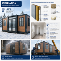 Casa Prefabricada de Lujo, Totalmente Equipada, de Doble Ala, Expandible, Cabaña Modular Expandible para Glamping, Resort, Villa Vacacional