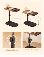 Table d'appoint réglable en hauteur pour économiser de l'espace, avec cadre en C, à glisser sous le canapé-lit, pour ordinateur portable et lecture