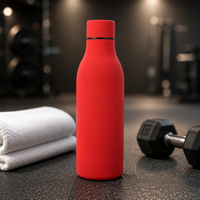 Bouteille d'eau isotherme portable personnalisée de 500 ml en caoutchouc mat à petite ouverture pour activités de plein air, bureau et pêche
