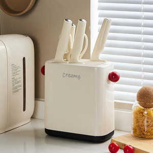 Creamy Knife Holder Plastic Kitchen Storage Rack Multi Functional Chopstick Organizer For Kitchen Use - Product Image 1