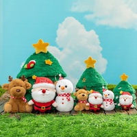 Sac de rangement en peluche pour sapin de Noël multi-tailles, pochette moelleuse pour sapin de Noël avec poupées en peluche Père Noël, bonhomme de neige et renne pour cadeau de Noël
