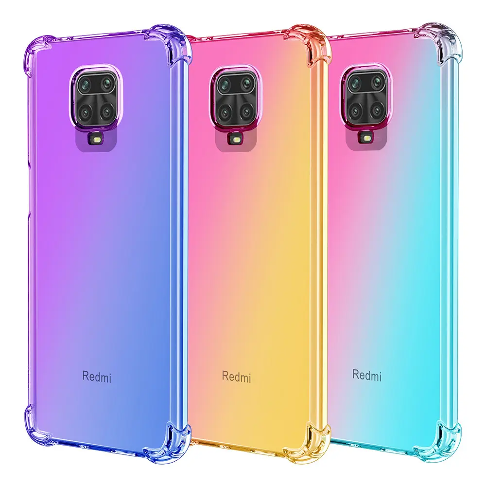 New Fashion TPU Back Cover Gradient Color Cell Phone Case for Redmi Note 9S Shockproof Cases for Xiaomi Note 10 Pro