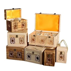 Caja de Regalo de Madera para Licores, Caja de Embalaje de Vino Rectangular Portátil Hecha a Mano con Madera de Pino Calada, Capacidad de 1-2 Jin - Product Image 4