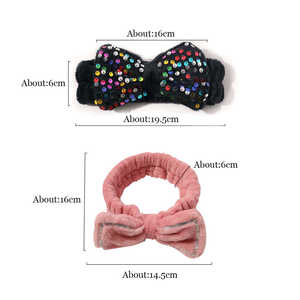 ODM Factory, lazos coreanos con lazo de lentejuelas para el cabello, bandas elásticas de felpa de ala ancha de franela para mujer, diademas de tela de maquillaje para lavado de cara - Product Image 6