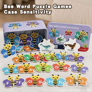 Abc Peg Ideal for Kids to Boost Letter Words Recognition Cartoon Bee-Shaped Alphabet Animal <b>Puzzles</b> With Tin Storage Box - Product Image 1