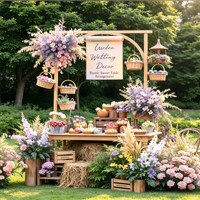 6 styles de fleurs artificielles de haute qualité, dégradé jaune-orange, durables, pour mariage, table de dessert, arrangements floraux en vrac