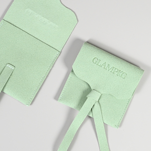 GLAMPKG Wholesale Custom Deboss Logo Printed MIcrofiber <b>Envelope</b> Flap Jewelry Pouch for Necklace Bangle Jewelry Bag with Rope - Product Image 2