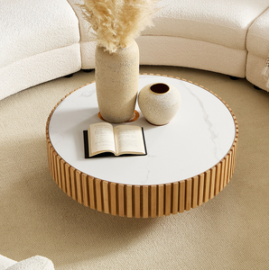 Nesting Round Sintered Stone Tabletop Modern Drum Coffee <b>Table</b> Luxury Circle Coffee <b>Table</b> <b>for</b> Apartment - Product Image 5