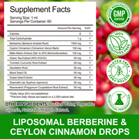 Acentiallabs 60ml Gouttes liquides de berbérine végétalienne, extrait à base de plantes, complément alimentaire pour le système immunitaire, la digestion, la santé, flacon Ceylan