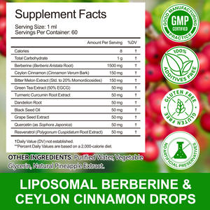 Acentiallabs 60ml Vegan Berberine sıvı damla bağışıklık sistemi sindirim sağlık şişe Ceylon için bitkisel özü takviyesi - Product Image 5
