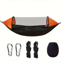 Hamac de camping portable grand format avec moustiquaire, hamac de parachute ultraléger pour l'extérieur, sangles d'arbre, lit suspendu