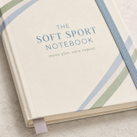 Carnet de fitness personnalisé LABON, couverture rayée crème, bande élastique, plan d'entraînement, pages de liste de choses à faire, pages de gratitude, marque-page en ruban, OEM ODM