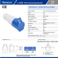 Prise et fiche industrielles étanches IP44 16A 3 broches 220-250V en cuivre PP certifiées CE pour utilisation en extérieur et dans la construction