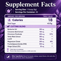Vitahall OEM Cutting Max Poudre de Berbérine et de Yerba Maté Saveur Fraise Açaï pour Stimuler le Métabolisme, la Santé Intestinale et l'Énergie, 30 Sachets de 5,5g