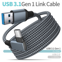 Cable de Nailon Trenzado para Gafas VR, Cable de Datos USB-C a USB-A de 90 Grados para Oculus Quest 2 Link, Auriculares, Casco, Accesorios para Juegos