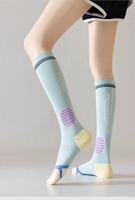 Chaussettes de compression pour femmes - Matière polyester antidérapante anti-frottement, longueur genou, pour la course à pied, la corde à sauter, le yoga