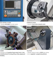 Tour CNC à banc incliné TCK56Y/500 avec tourelle motorisée 12 stations BMT55, axe Y, axe C, mandrin hydraulique, 4500 tr/min, machine de tournage et de fraisage