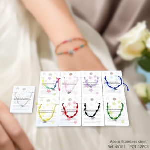 Bracciale Nodo a Sette Stelle in Acciaio Inossidabile Argento, Set di 12 Pezzi, Gioielli in Acciaio Inox - Product Image 3