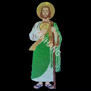 Personnalisé Bling Vierge Marie et Saint-Jude <span class=keywords><strong>Strass</strong></span> Motif Hotfix <span class=keywords><strong>Strass</strong></span> Transfert Conceptions Pierres De Cristal pour Hommes <span class=keywords><strong>T</strong></span>-shirts - Product Image 1