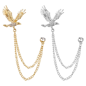 Broche Vintage Masculino de Liga Metálica com Águia e Asas de Strass Banhadas a Ouro Rosé para Casamento, Noivado e Festa, Presente DIY para Lapela de Blazer - Product Image 2