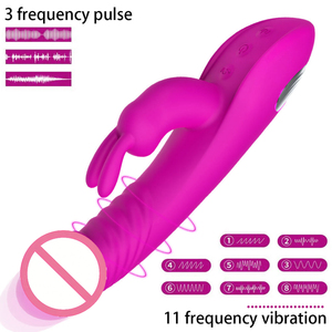 Vibrador Telescópico Tipo Conejo para Mujeres, Potente Vibración, Masaje, Masturbación, Silencioso, con Movimiento de Inserción y Extracción - Product Image 6