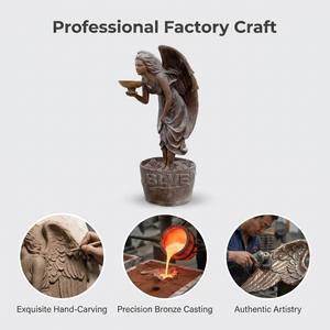 Fontana <span class=keywords><strong>da</strong></span> Giardino con Statua di <span class=keywords><strong>Angelo</strong></span> in Bronzo Antico a Grandezza Naturale, Scultura d'Acqua Artigianale per Decorazione Esterna - Product Image 3