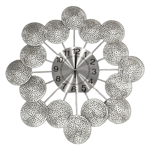 Horloge murale moderne en métal, ronde, à simple cadran, à quartz, silencieuse, alimentée par piles, horloge décorative pour salon - Product Image 1