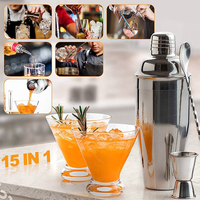 Ensemble de shakers à cocktails de 550 ml en acier inoxydable de marque, avec cadre en bois, écologique et élégant, vente en gros directe usine