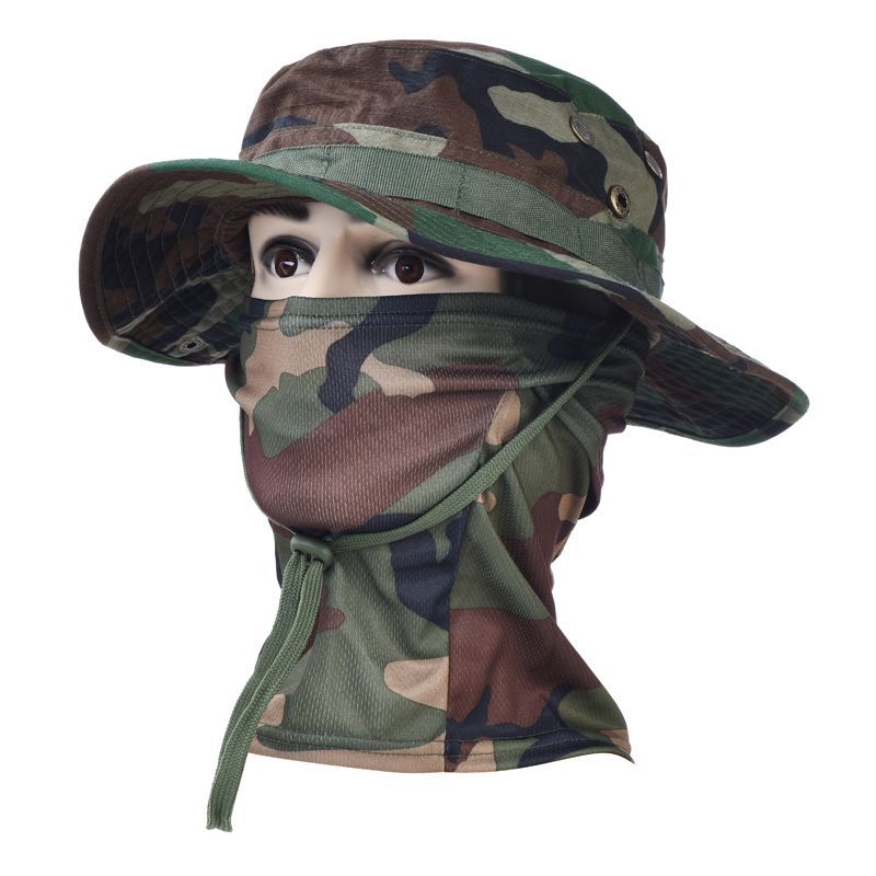 Ensemble de camouflage quatre couleurs [chapeau à bords ronds + hea